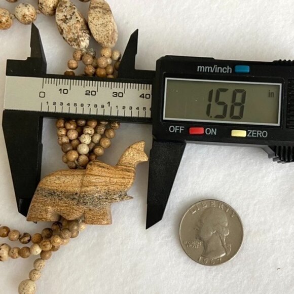 Beaded Long Hand Knotted Landscape Jasper Elephant Tassel Necklace 33" Infinity - Picture 13 of 16